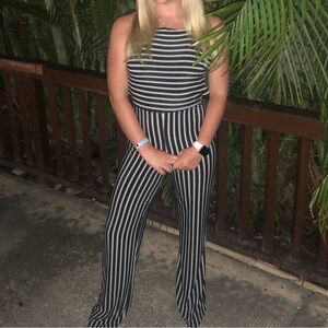 Striped Black and White Jumpsuit